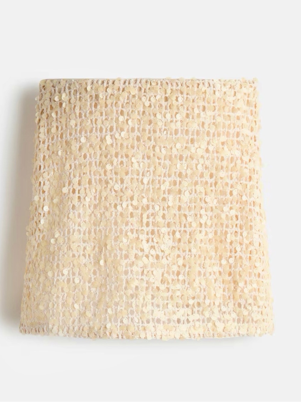 H&M NWT 2 piece mini skirt & cami top SET Cream Crochet sequin textured SET - Picture 3 of 11